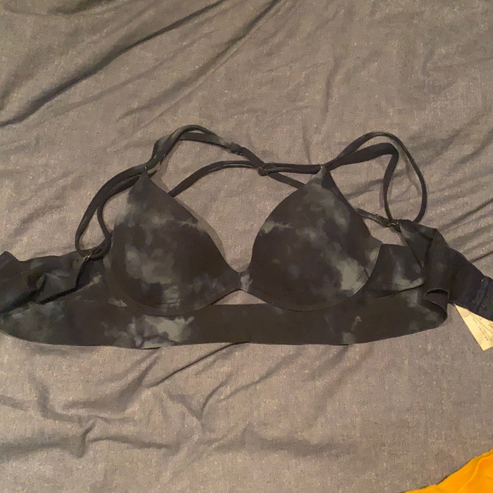 Victoria secrets crossed-back push up blue bralette, adjustable, size: small